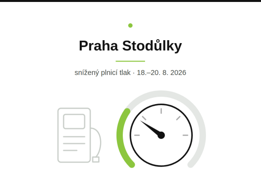 CNG stanice Praha Stodůlky: od 18. do 20. 8. může být snížený plnicí tlak