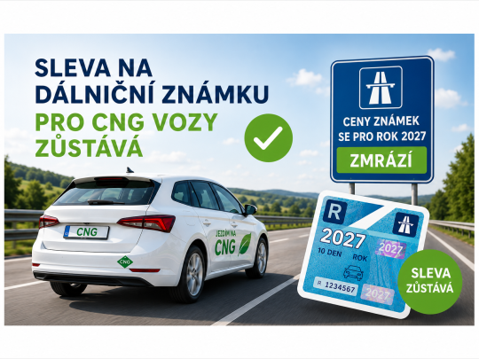 Dobrá zpráva pro řidiče na CNG a LNG: ceny dálničních známek se pro rok 2027 zmrazí a slevy zůstávají